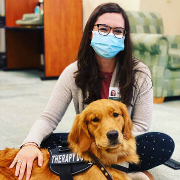 Therapy Dog Jules with handler Meredith at Carolina Village in Hendersonville NC